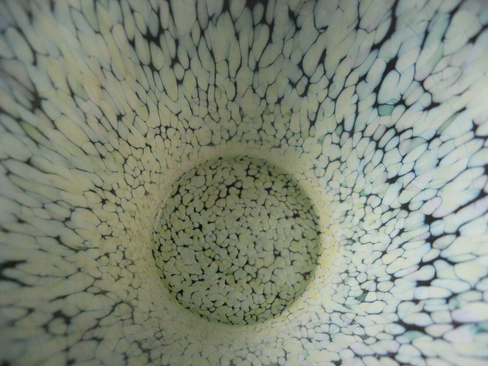 Glass vase or clichy crystal speckled yellow/green