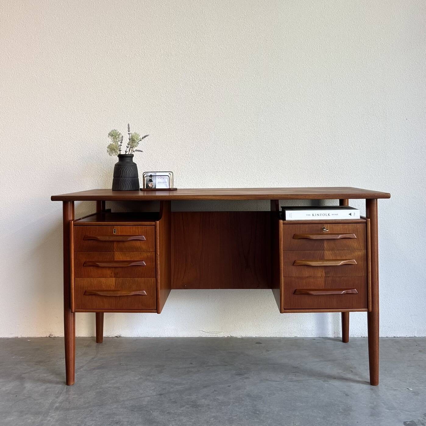 Vintage Danish freestanding desk teak