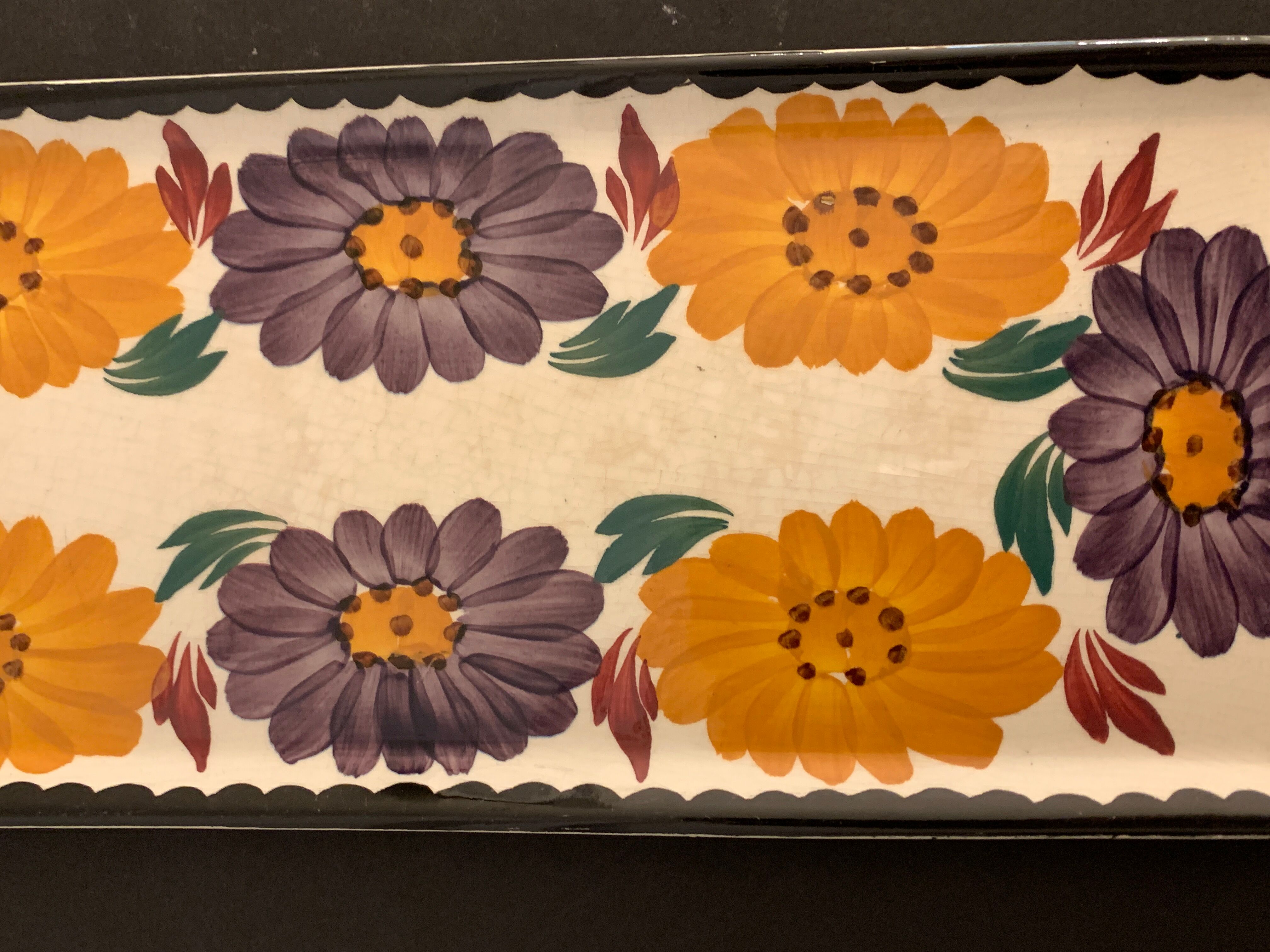 Dish and 12 dessert plates Gien, Benodet model, 1950