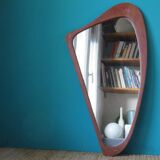 Triangular mirror teak, vintage, Denmark 1955  - 39x74cm