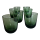 Set de 7 verres gobelets 1960 en verre soufflé vert