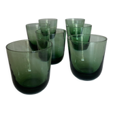 Set de 7 verres gobelets 1960 en verre soufflé vert