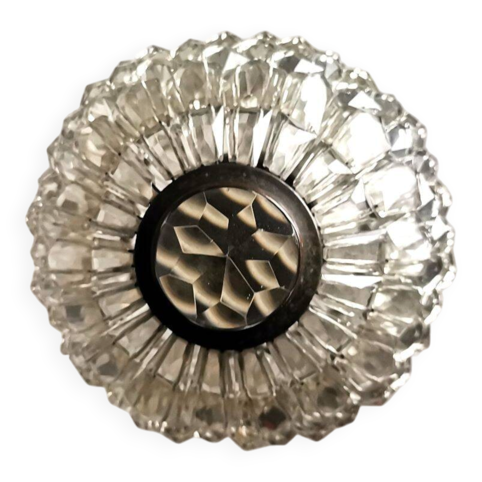 Portuguese Mid Century clear crystal acrylic tall hanging lamp for high ceilings, 1960s