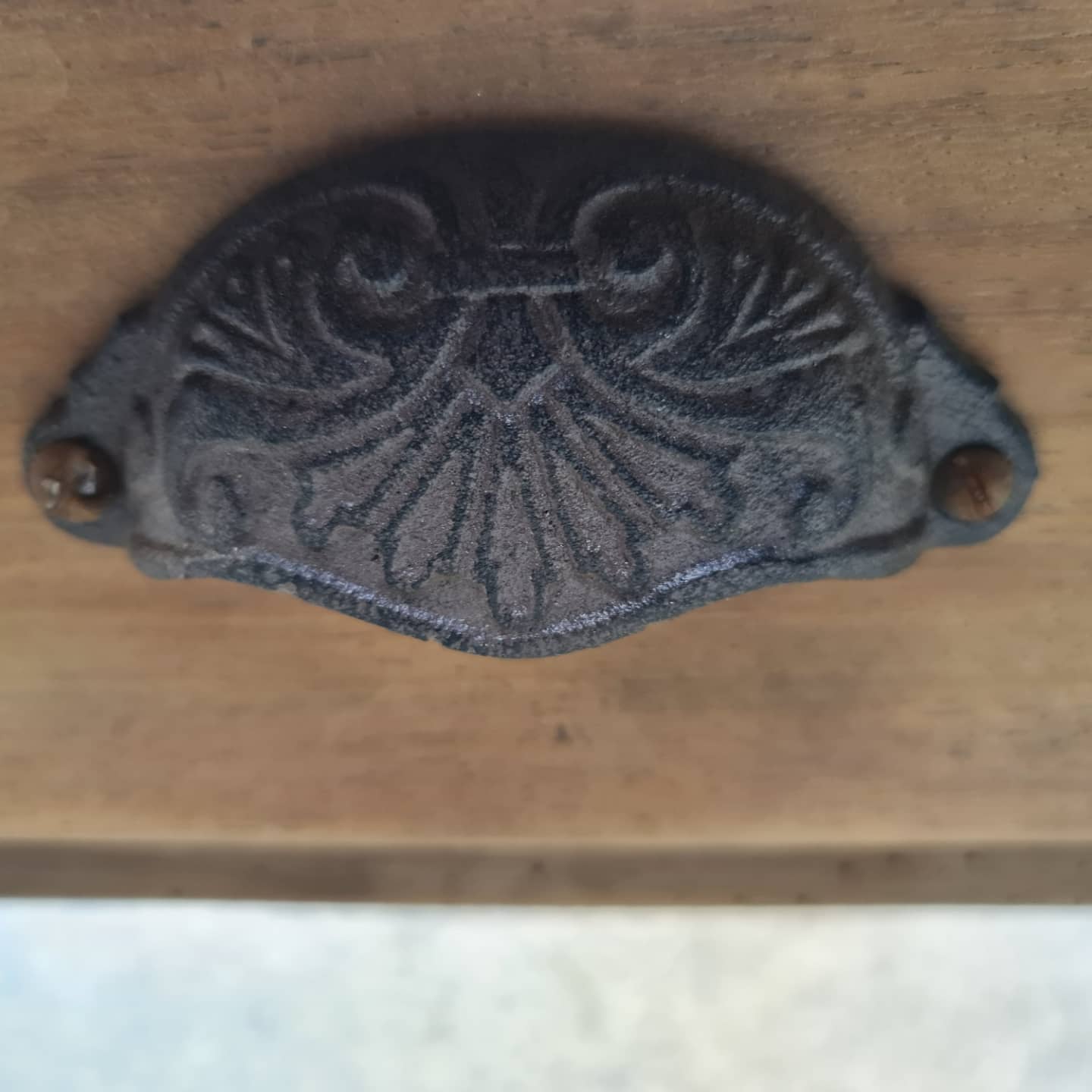 Large antique farmhouse table with a drawer