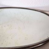 Plateau miroir ancien oval cadre en métal