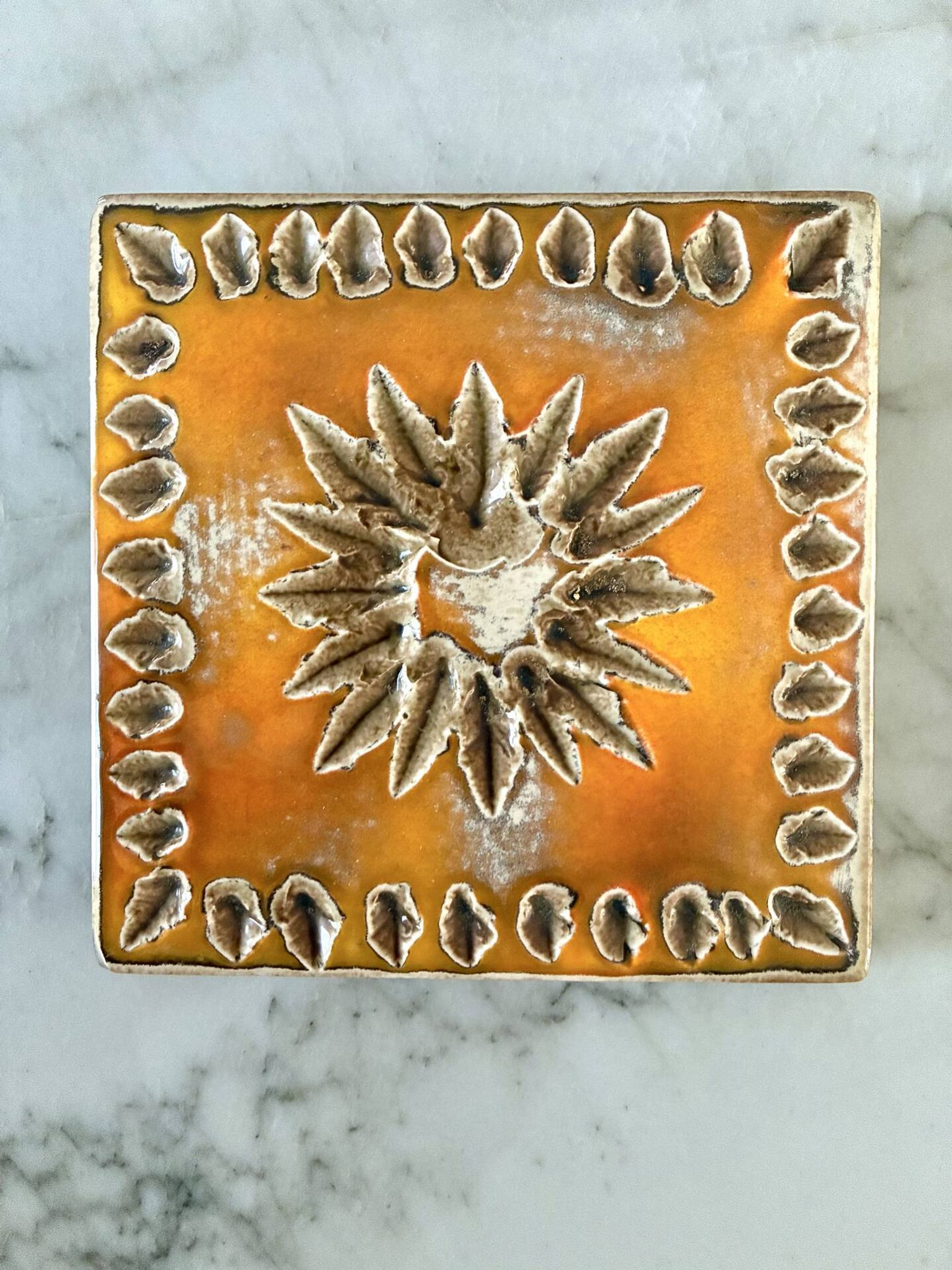 Decorative ceramic tile 1950/1960 by Périgordine pottery
