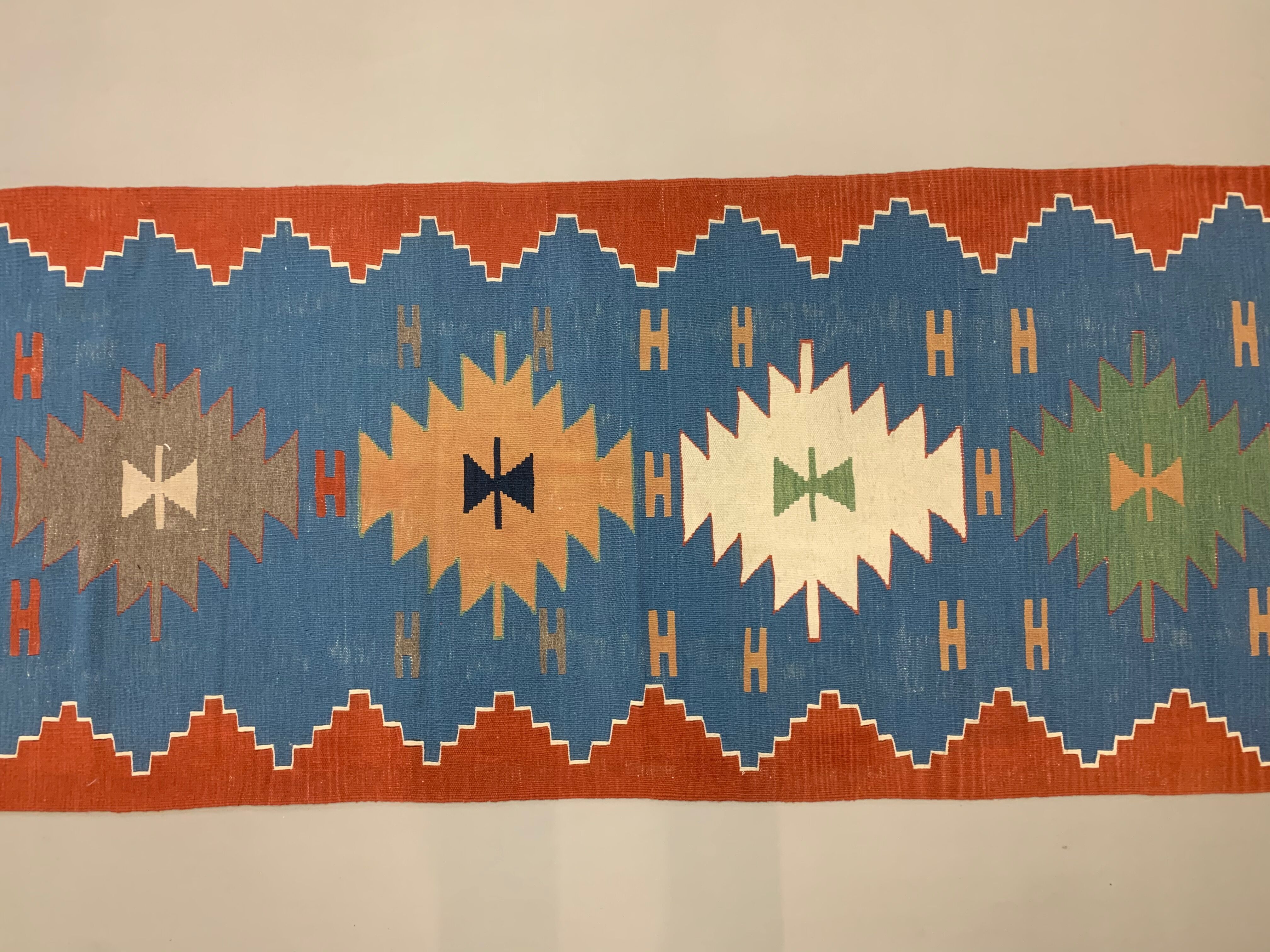 Old Turkish narrow Kilim Runner 327x85 cm, shabby chic, vintage decor kelim rug