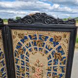 19th century black painted wooden folding screen