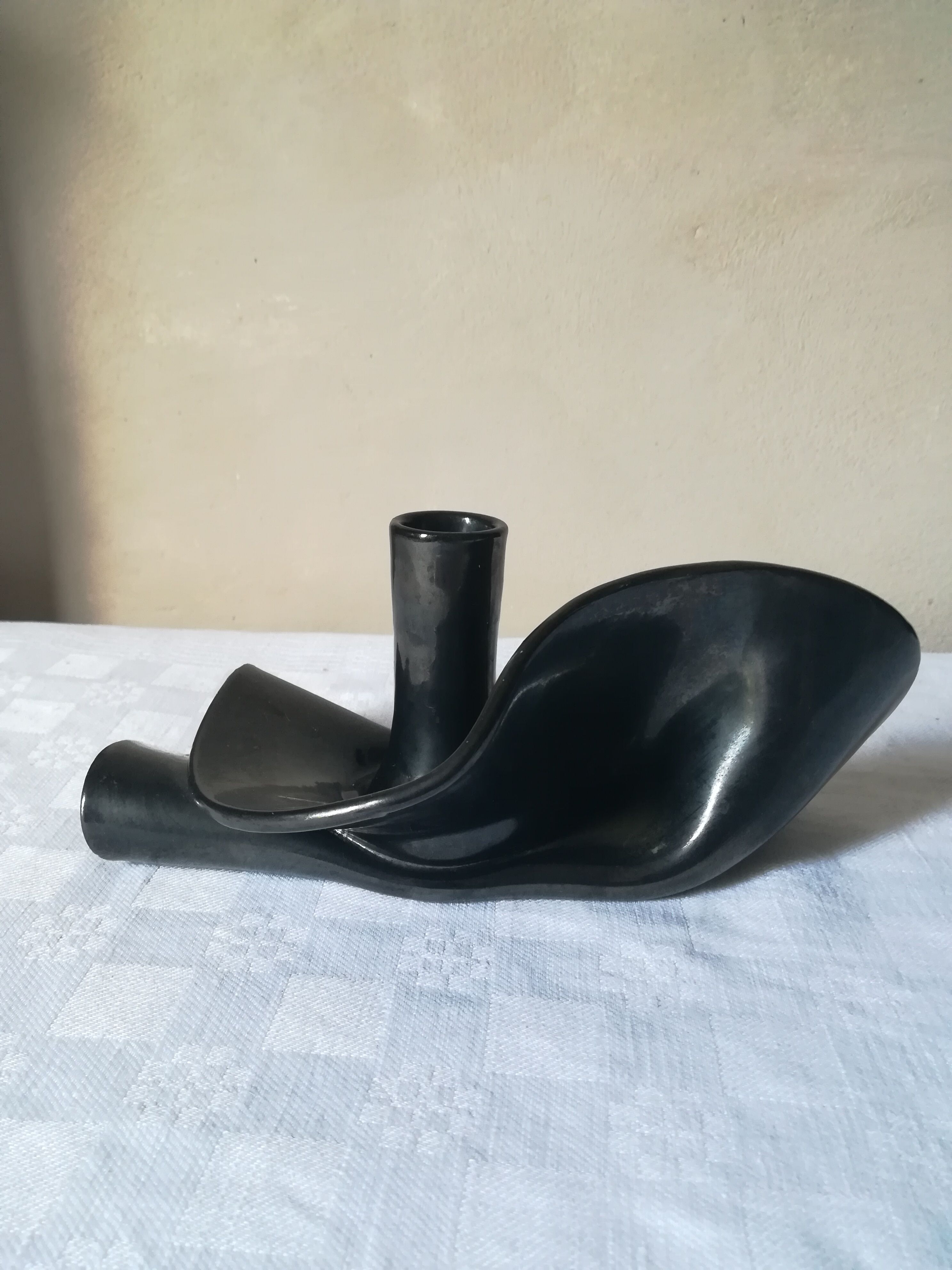Black ceramic candlestick