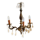 French vintage 3 arm crystal chandelier