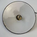 Suspension industrielle ancienne emaillee bleue