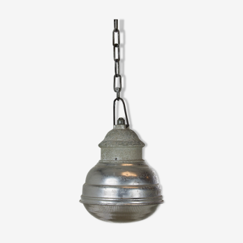 Glass industrial hanging lamp