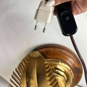 LAMPE DE TABLE HAUTE VINTAGE AVEC PALMIERS "DORÉS", STYLE HANS KÖGL