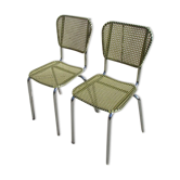 Pair of chairs canned with scoubidou threads