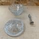 Old Molded Glass Candy Box + Sugar Tongs