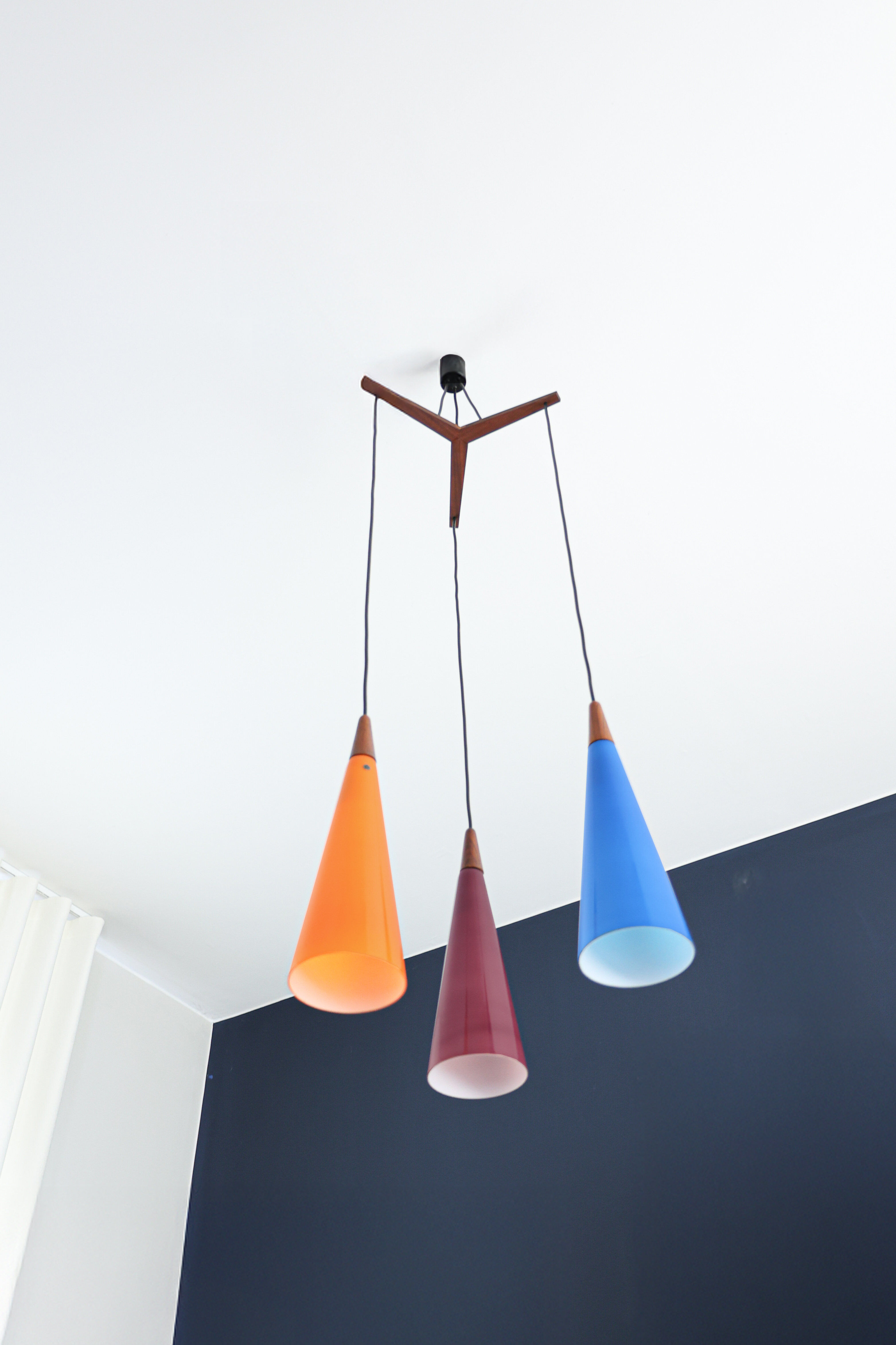 Vintage Holmegaard pendant lamp by E. Jacob, Denmark, 1960s.