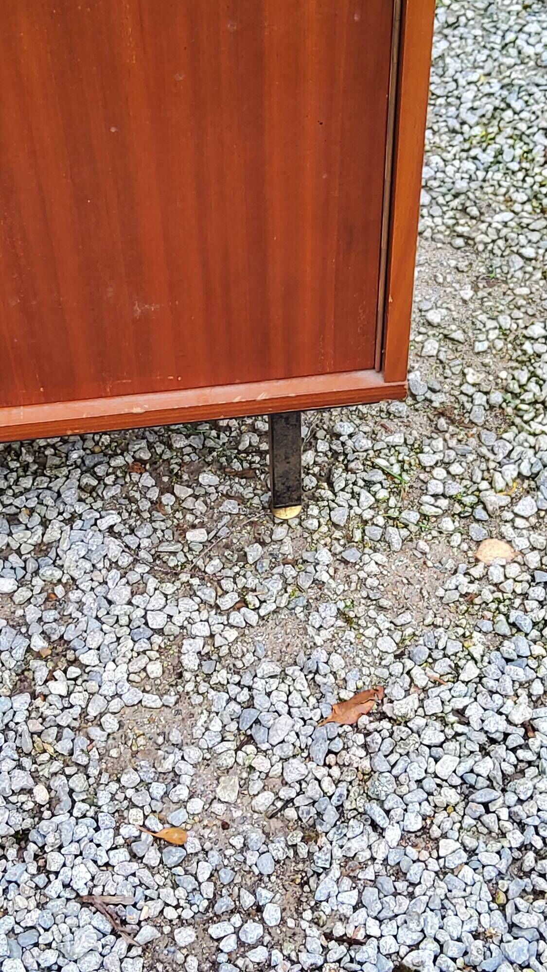 Pair of vintage mahogany sideboards with square metal legs from the 60s