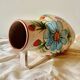 Large vintage ceramic vase - hand-painted floral decoration - Italy