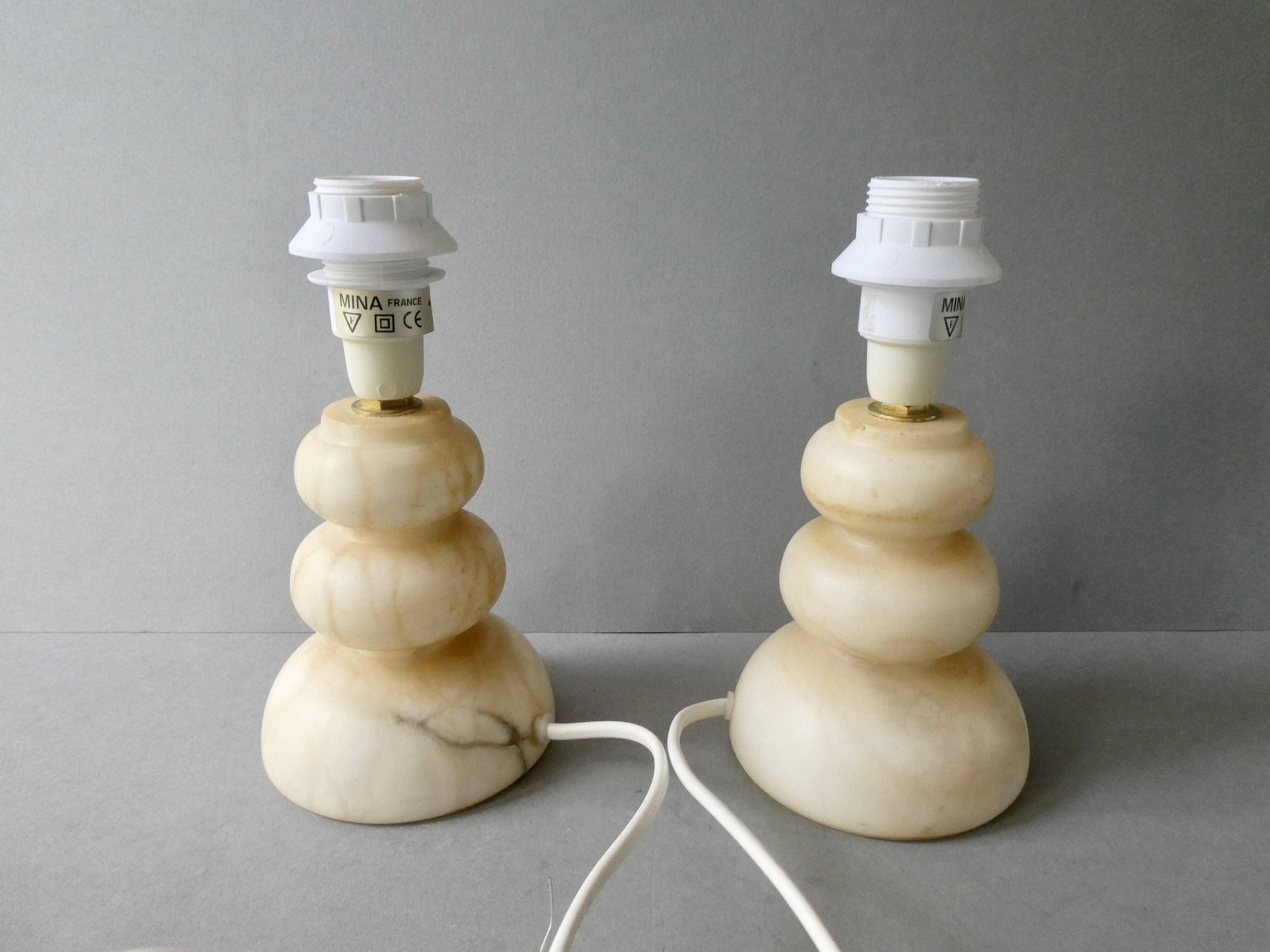 Paire de lampes en albâtre, années 70-80