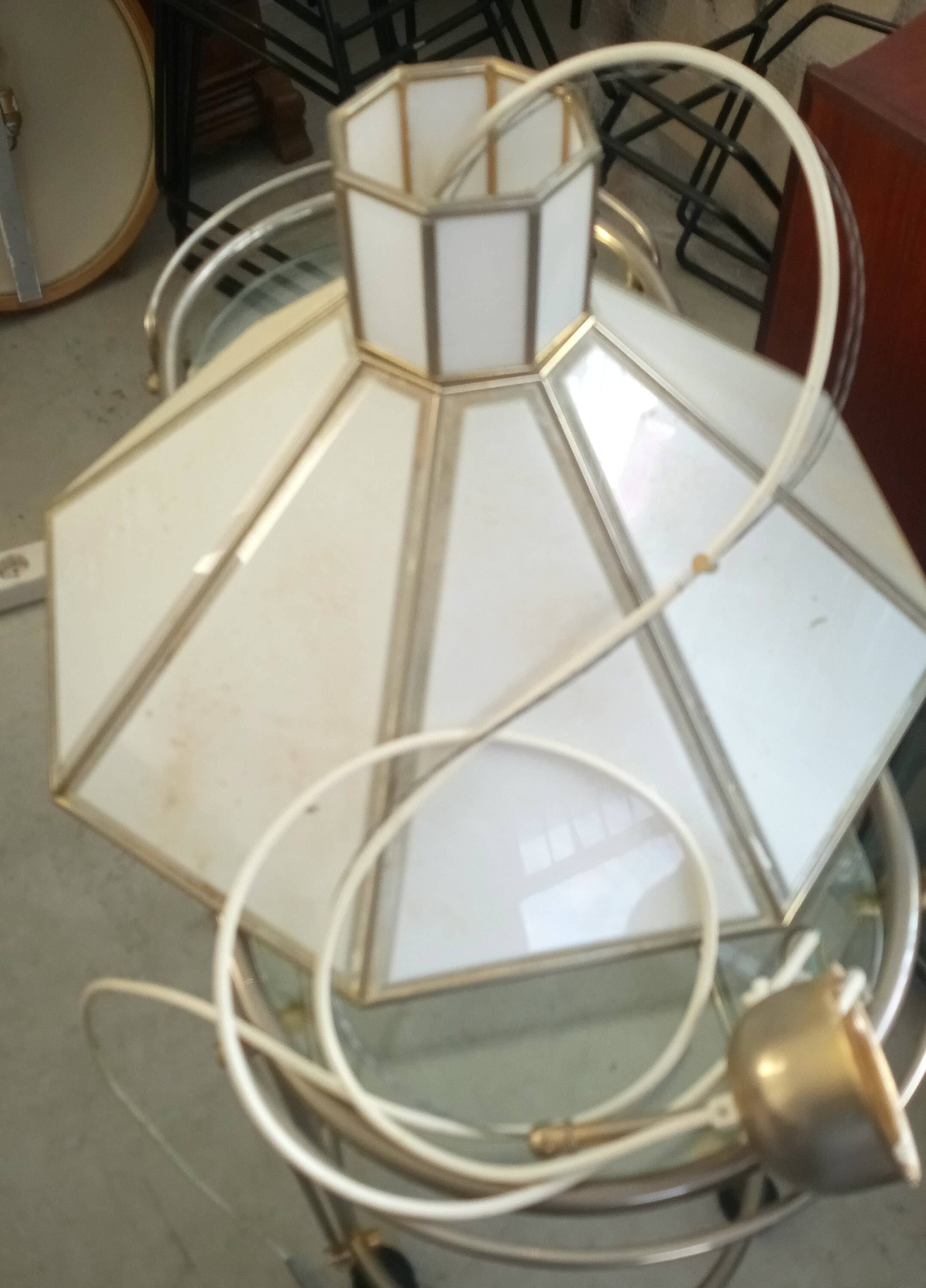 White glas ceiling lamp attr. by jean claude mahey
