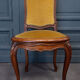 Suite of 6 Louis XV style chairs in walnut nineteenth yellow velvet