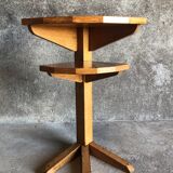 Vintage light wood corner pedestal table