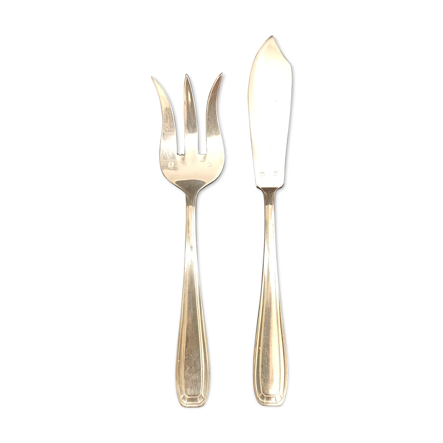 Silver metal fish cutlery ercuis