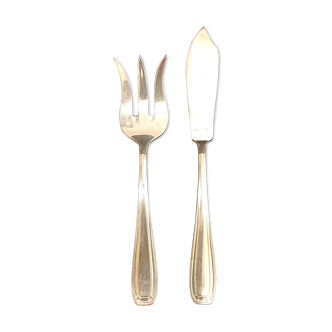 Silver metal fish cutlery ercuis