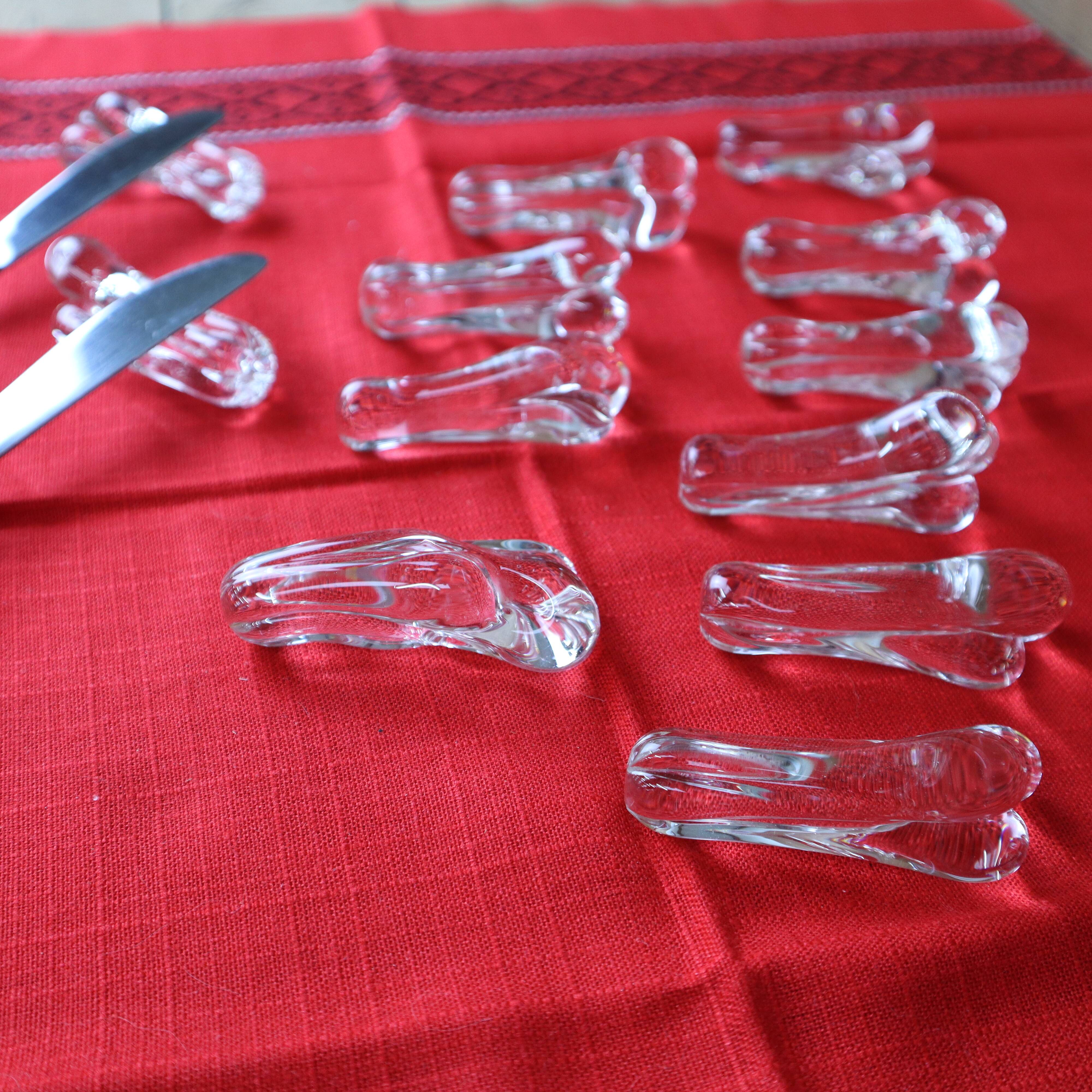 Set of 12 Art Deco crystal knife holders by Christian Eldé