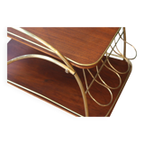 Vintage brass and teak rolling trolley – 1950s