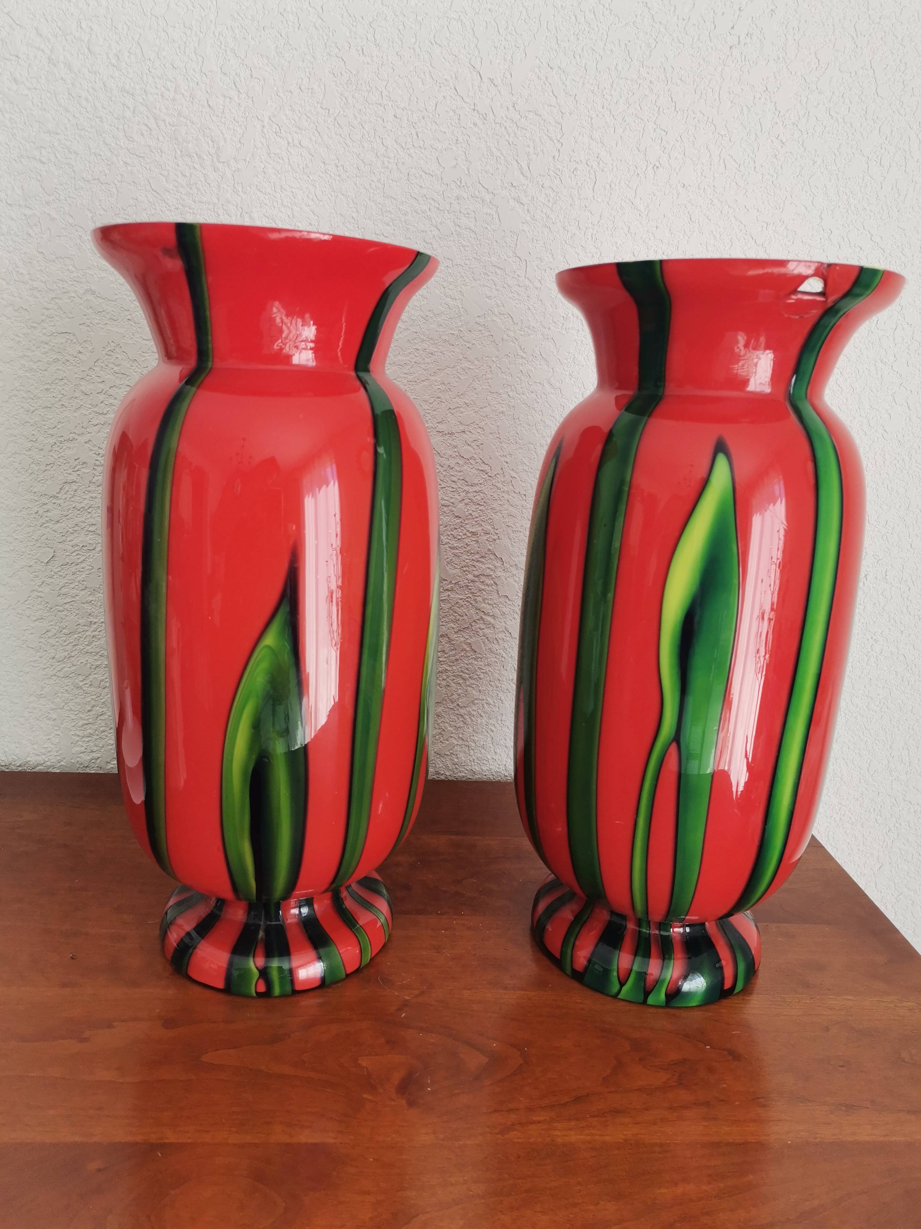 Bohemian vase pair "Bambus"