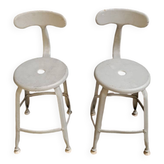 Pair of Nicole Vintage high chairs - Workshop stool
