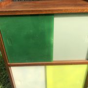 Vintage 60s storage display case with sliding windows