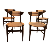 4 rosewood chairs and braided rope, 50