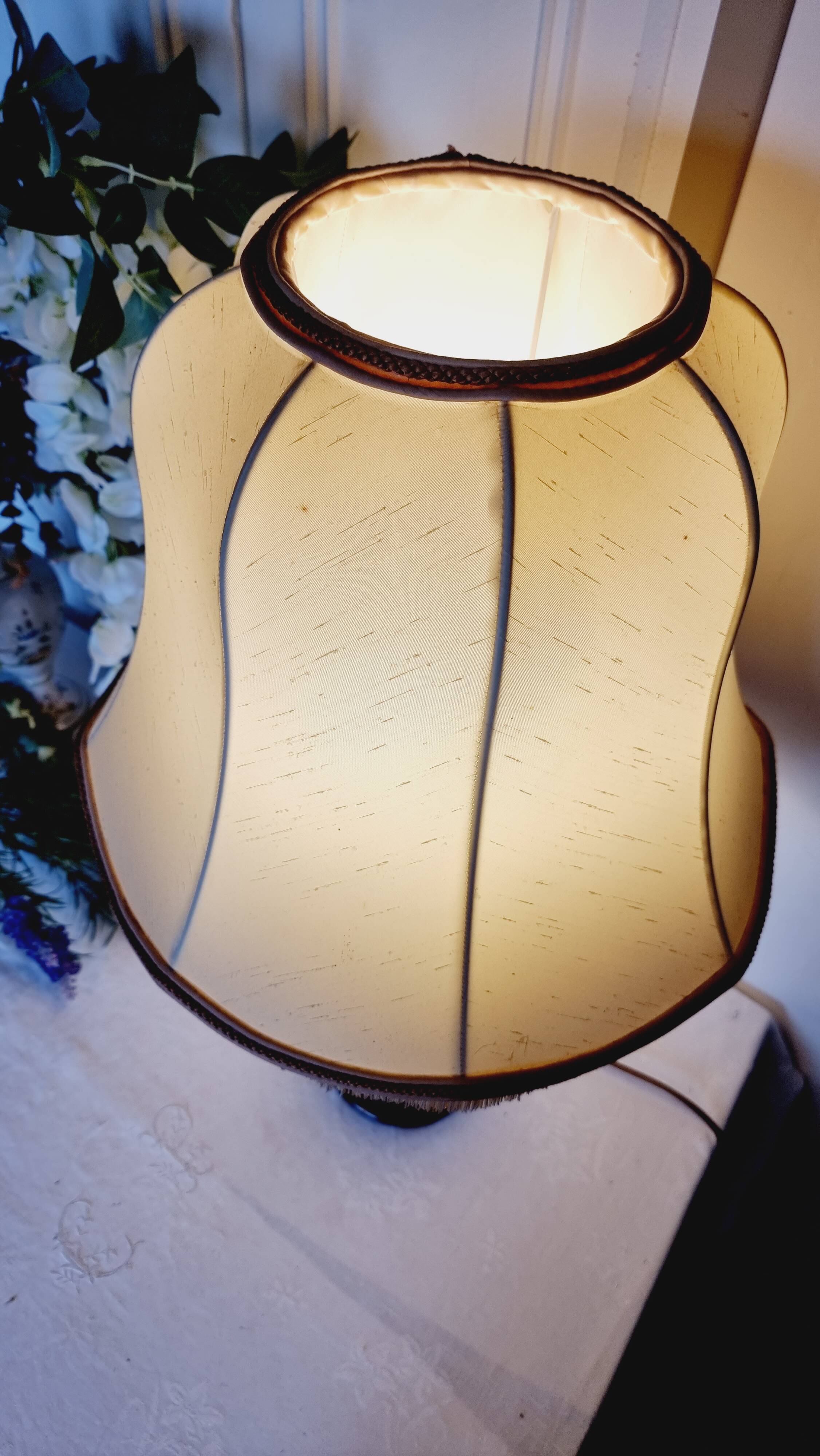 Large vintage table lamp in glazed ceramic, Oriental style 50s-60s.