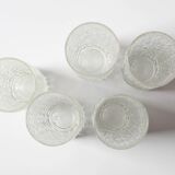 Set of 5 Vintage Bark Patterned Tumblers / Mid-Century Pressed Glass /Italy