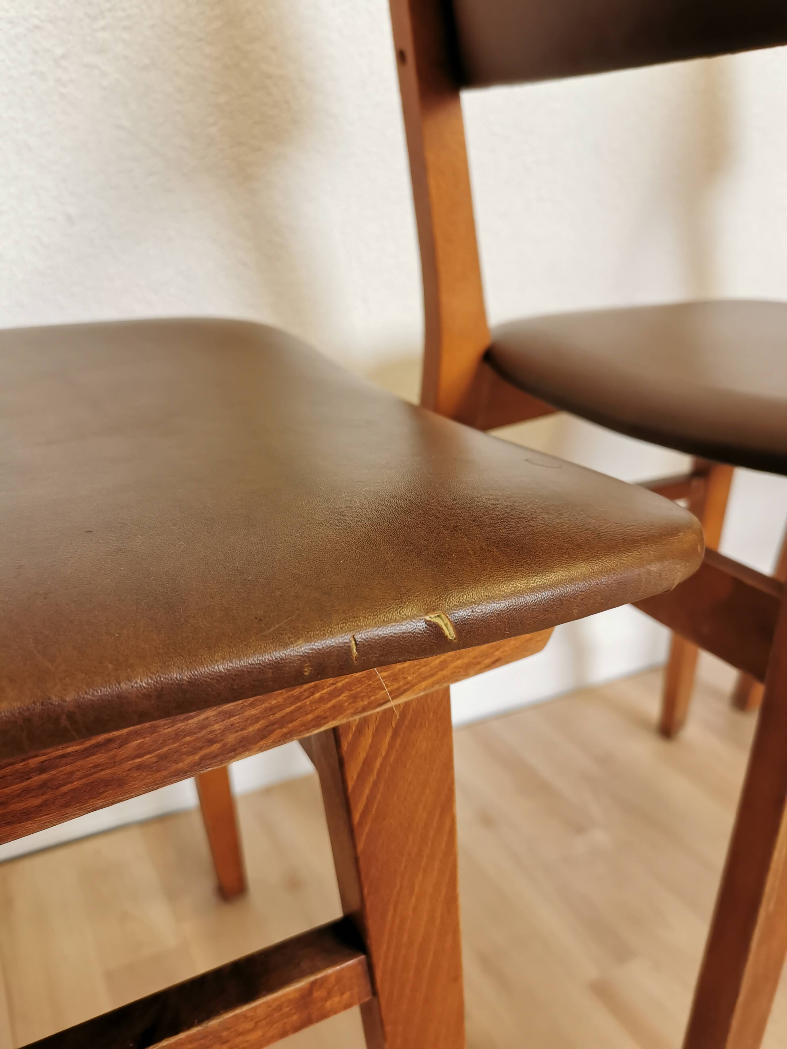 Vintage STOL Kamnik Dining Chairs (Set of 4): Mid-Century Leather Seat