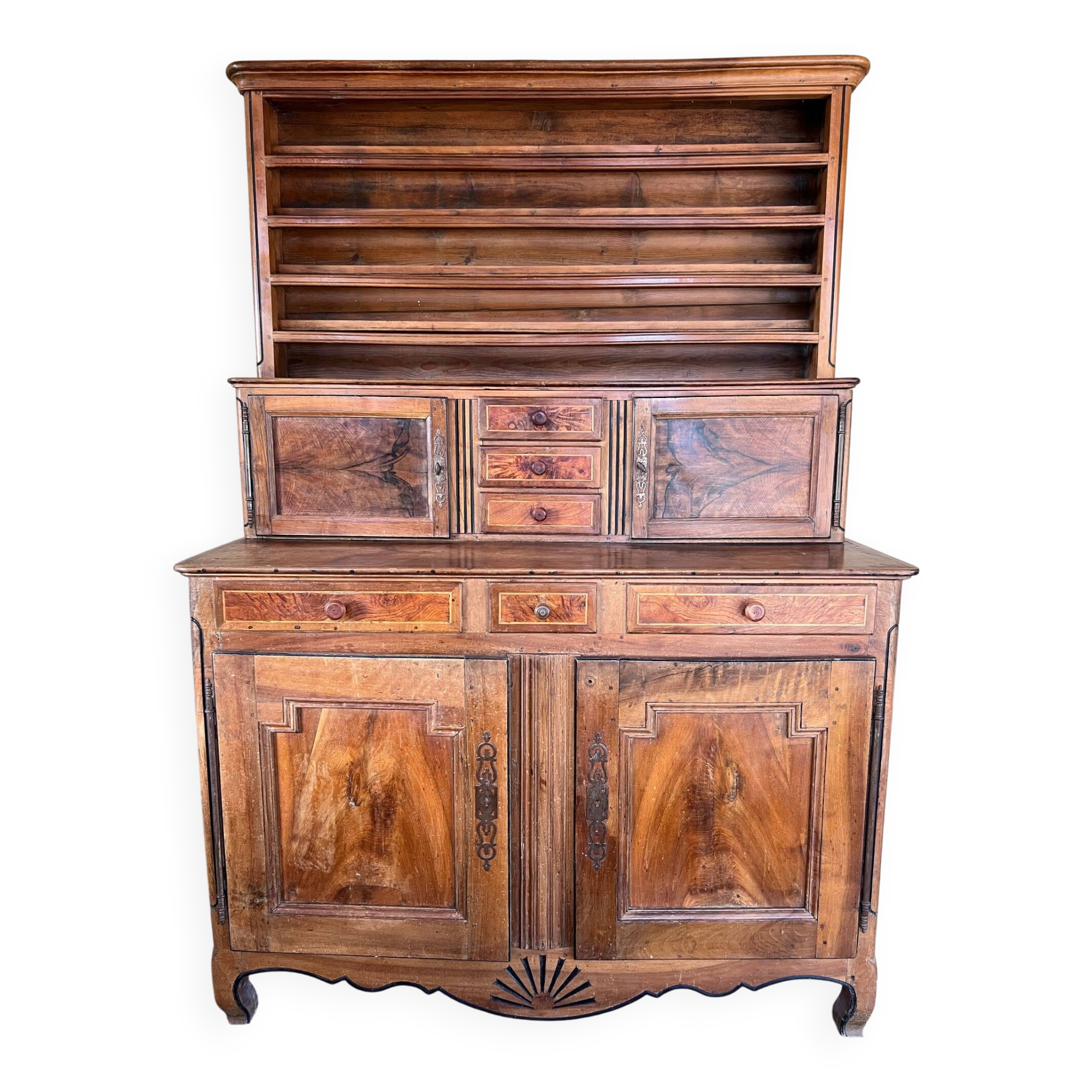 19th century Dauphinois sideboard in cherry wood, 2-part sideboard