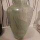 Frosted green and white glass vase