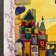Set of 7 watercolor paintings signed B. Lévêque Burgundy Brittany