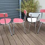 4 vintage red and white formica chairs
