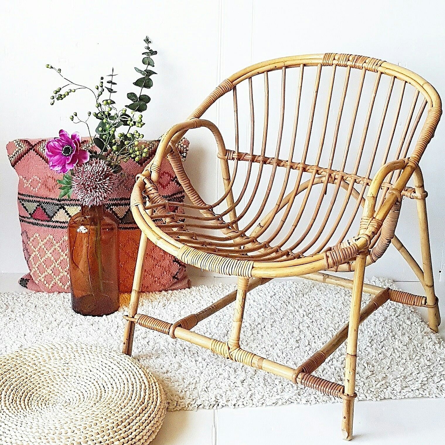 Adult 60s rattan basket Chair
