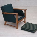 1970s, Danish armchair, furniture wool, solid oak wood.