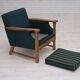 1970s, Danish armchair, furniture wool, solid oak wood.