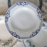 4 vintage blue ironstone soup plates