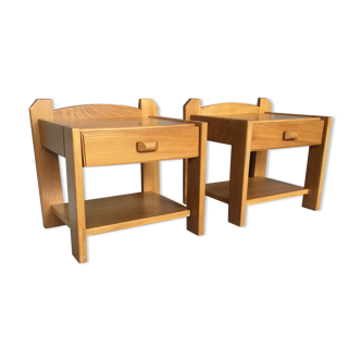 Pair of bedside tables NF Prestige solid elm furnishing - 1970