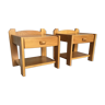 Pair of bedside tables NF Prestige solid elm furnishing - 1970