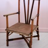 Wooden and rattan child armchair