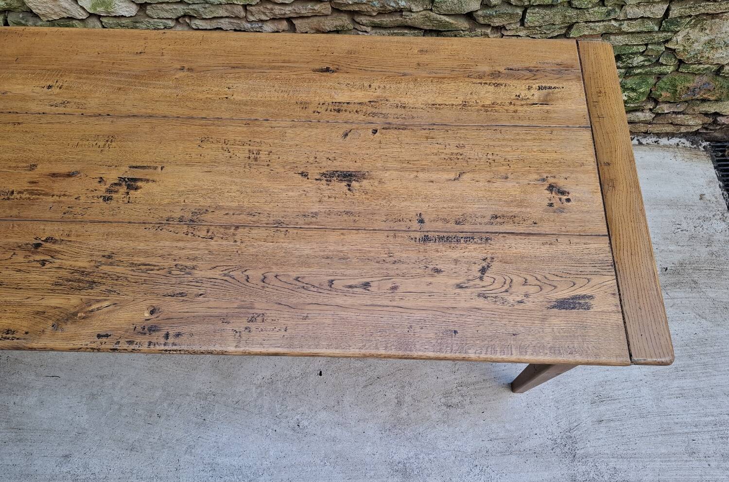 Table de ferme chêne 320 cm avec allonges 