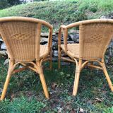 Paire de fauteuils en rotin